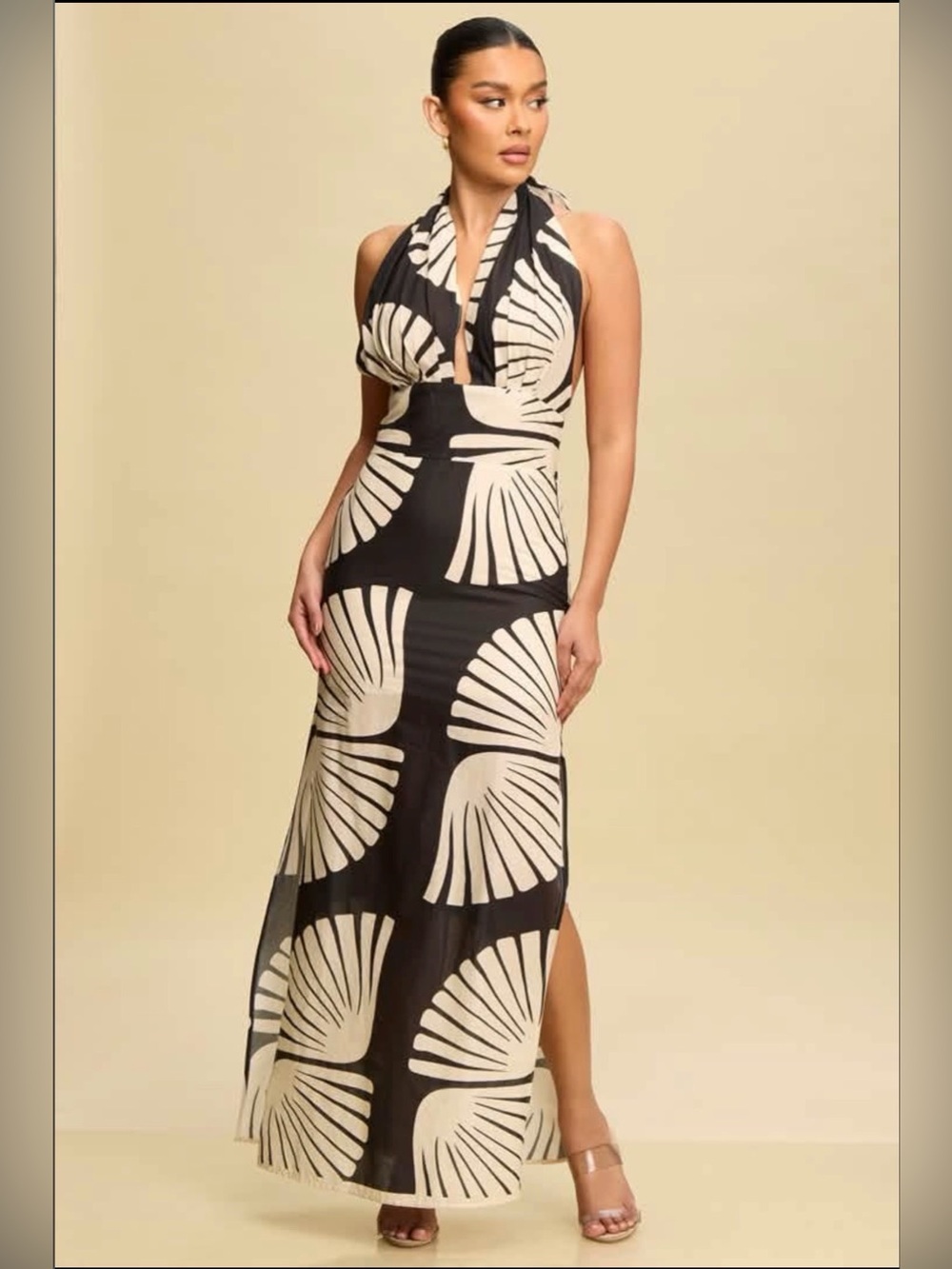 100% Cotton Tropical Halter ShortsMaxi Dress Sz L Open Back Boho Resortcore